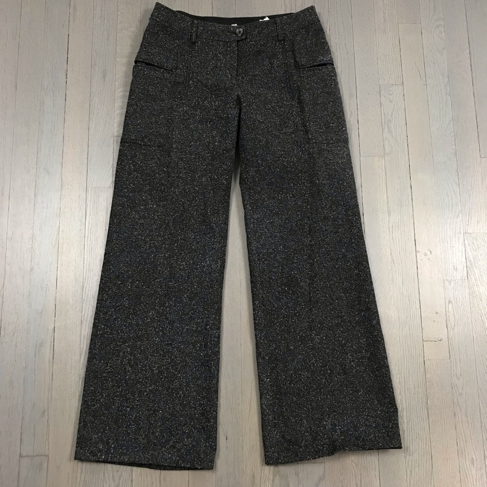 H&M Grey White Wool Dress Work Trouser Pants